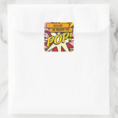 Comic Book Ready to POP! Babydusche Sprinkle Quadratischer Aufkleber (Tasche)