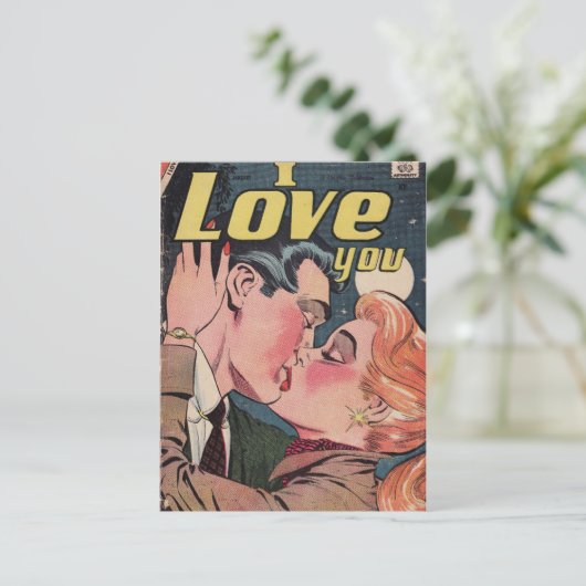 Comic Book Redhead Liebe Postkarte (Stehend Vorderseite)