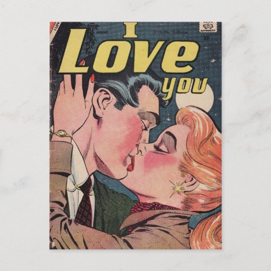 Comic Book Redhead Liebe Postkarte (Vorderseite)