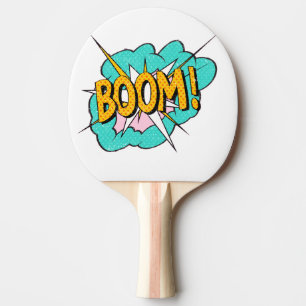 Comic Book Sound Effect: Boom! Aktionsblase Tischtennis Schläger