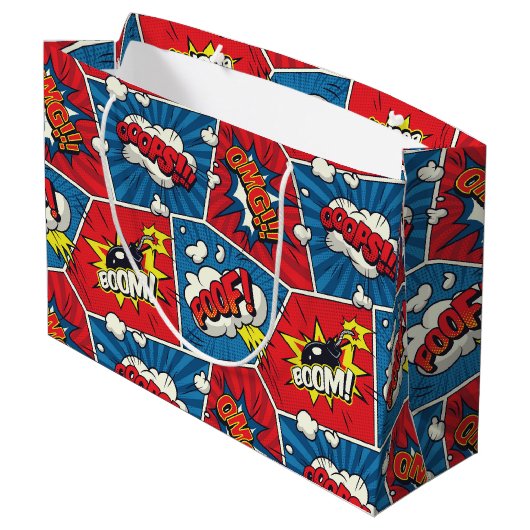 Comic Book Speech Bubble Geschenktasche Große Geschenktüte (Rückseite Schrägansicht)