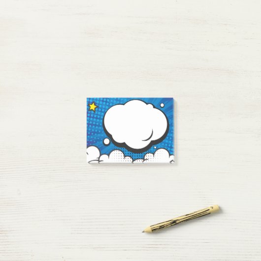 Comic Book Speech Bubble Pop Art Blue Post-it Klebezettel (Auf Schreibtisch)