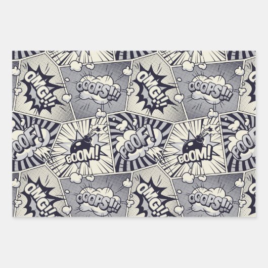 Comic Book Speech Bubble Wrapping Paper Set Geschenkpapier Set (Vorderseite 2)