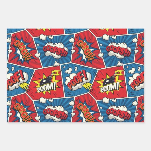Comic Book Speech Bubble Wrapping Paper Set Geschenkpapier Set (Vorderseite)