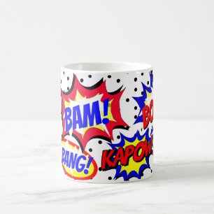 Comic-Book-Sprechblasen mit schwarzen Punkten Kaffeetasse