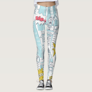 Comic-Book-Stadt: Vintage-Muster Leggings
