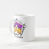 Comic-Book-Stil Super-Daddy personalisierter Name Kaffeetasse (Vorderseite Links)