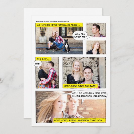 Comic Book Strip Save the Date (Vorne/Hinten)