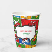 Comic Book Style Kindergeburtstag Party Pappbecher (Rückseite)