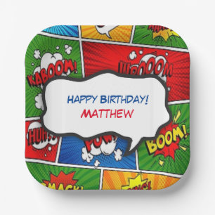 Comic Book Style Kindergeburtstag Party Pappteller