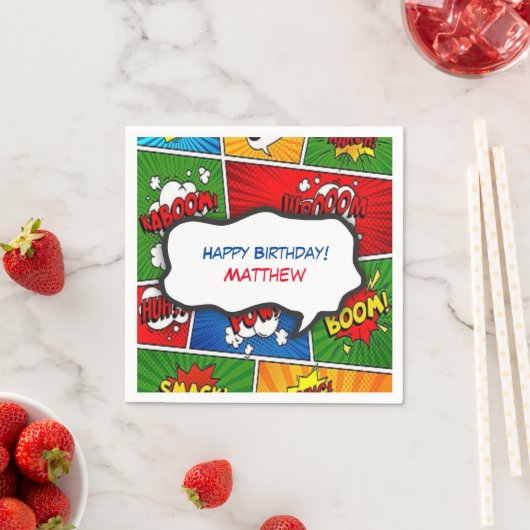 Comic Book Style Kindergeburtstag Party Serviette (Beispiel)