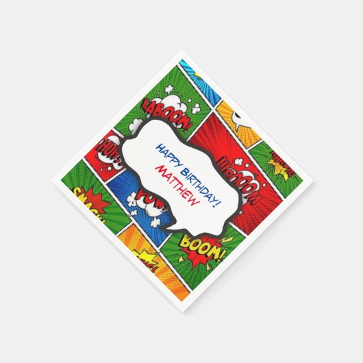 Comic Book Style Kindergeburtstag Party Serviette (Ecke)