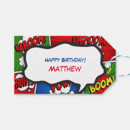 Comic Book Style Kindergeburtstag Party Vielen Dan Geschenkanhänger