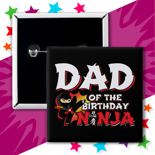 Comic Book Style Party Vater des Geburtstags Ninja Button