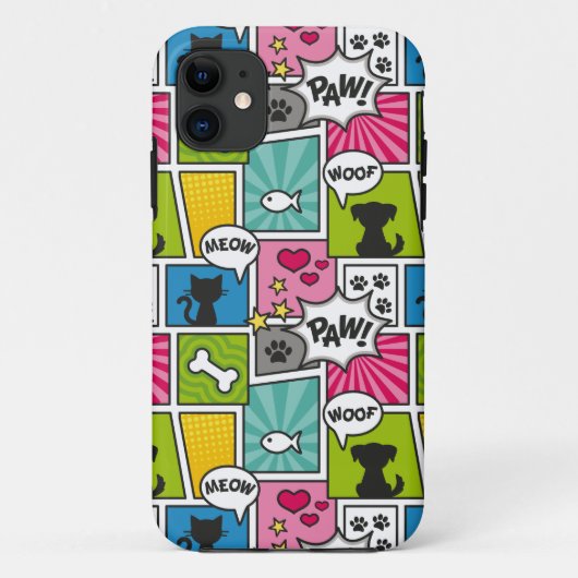 Comic Book Style Pet Muster Case-Mate iPhone Hülle (Rückseite)