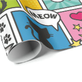 Comic Book Style Pet Muster Geschenkpapier (Rolleneckpunkt)