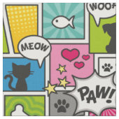 Comic Book Style Pet Muster Stoff (Nahaufnahme)