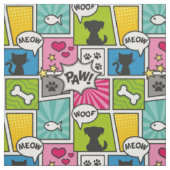 Comic Book Style Pet Muster Stoff (Muster)