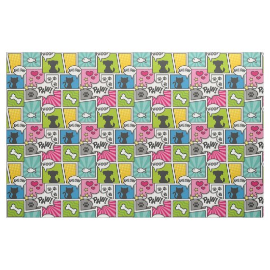 Comic Book Style Pet Muster Stoff (Fat Quarter (45,7 x 55,9 cm))