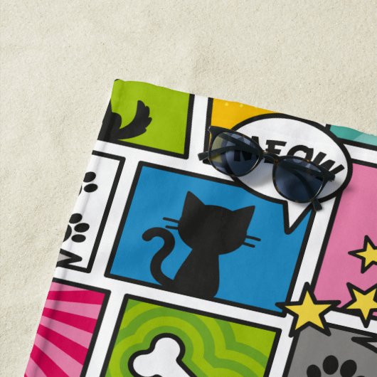 Comic Book Style Pet Muster Strandtuch (Beispiel)