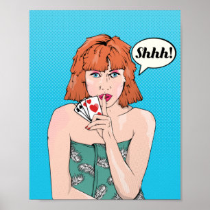 Comic Book Style Poker Asse Poster