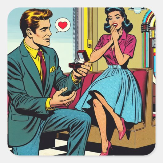 Comic Book Style Pop Art Vorschlag Quadratischer Aufkleber (Vorderseite)