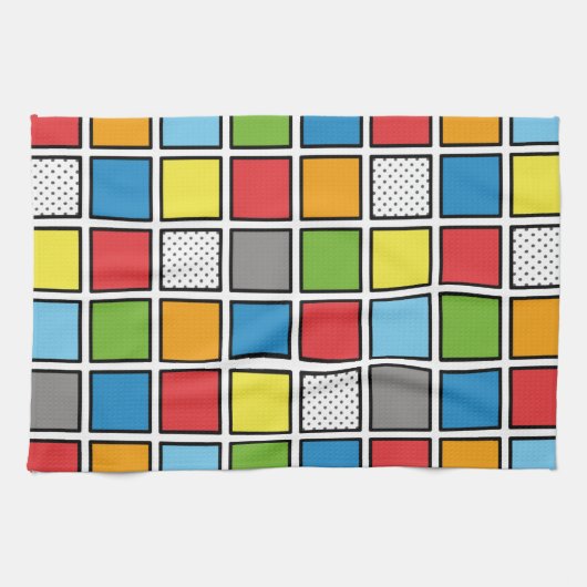 Comic Book Style Squares Geschirrtuch (Horizontal)