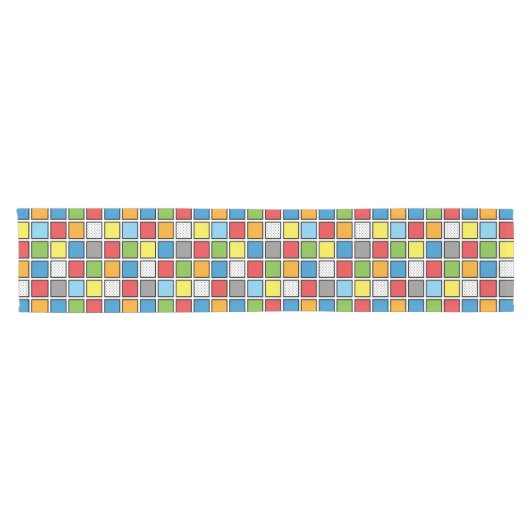 Comic Book Style Squares Kurzer Tischläufer (Horizontal)