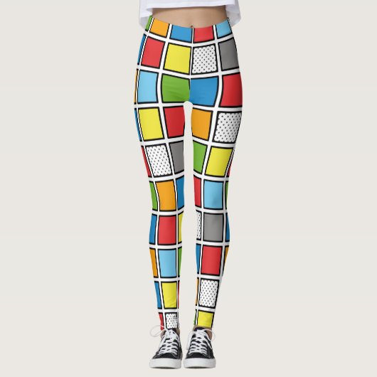 Comic Book Style Squares Leggings (Vorderseite)