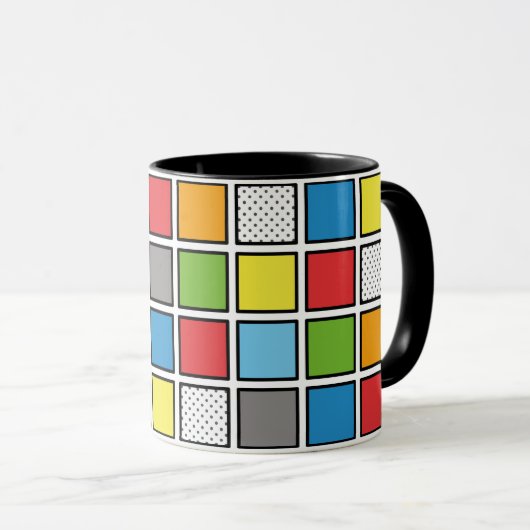Comic Book Style Squares Tasse (VorderseiteRechts)
