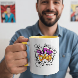 Comic Book Style Super Dad Personalized Name Kaffeetasse