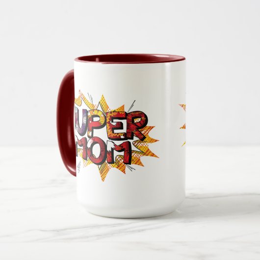 Comic Book Style Super Mama2 Tasse (Vorderseite Links)