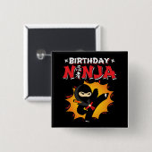 Comic Book Style Super Party Geburtstag Ninja Button (Vorne & Hinten)