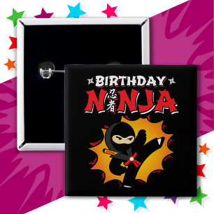 Comic Book Style Super Party Geburtstag Ninja Button