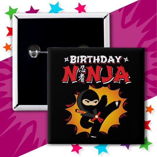 Comic Book Style Super Party Geburtstag Ninja Button