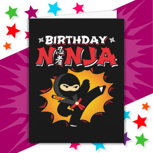 Comic Book Style Super Party Geburtstag Ninja Karte