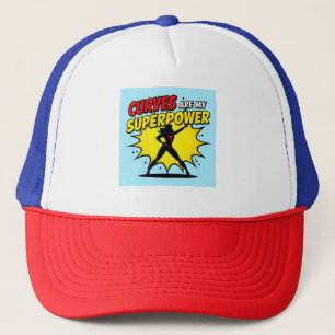 Comic Book Style Superhero Woman with "CURVES ARE Truckerkappe