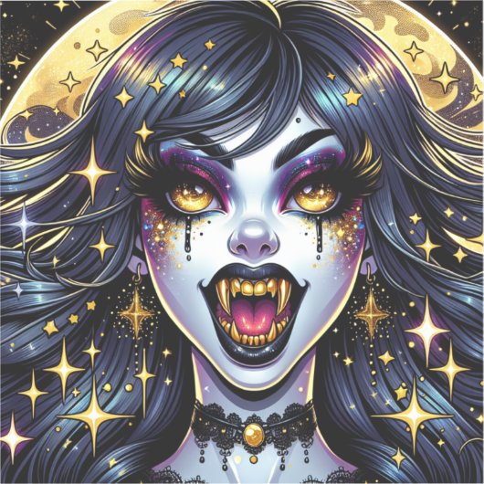 Comic Book Style Vampire Halloween-Party Aufkleber (Vorderseite)