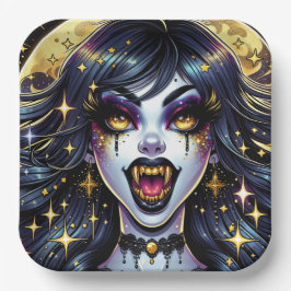 Comic Book Style Vampire Halloween-Party Pappteller