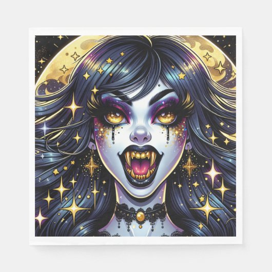 Comic Book Style Vampire Halloween-Party Serviette (Vorderseite)