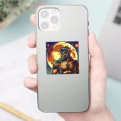 Comic Book Style Werewolf vor Vollmond Aufkleber (Telefon)
