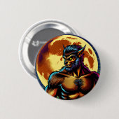 Comic Book Style Werewolf vor Vollmond Button (Vorne & Hinten)