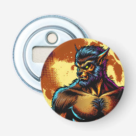 Comic Book Style Werewolf vor Vollmond Flaschenöffner