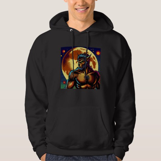 Comic Book Style Werewolf vor Vollmond Hoodie (Vorderseite)
