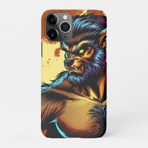 Comic Book Style Werewolf vor Vollmond iPhone 11Pro Hülle