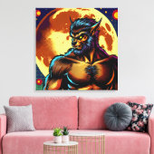 Comic Book Style Werewolf vor Vollmond Leinwanddruck (Insitu (Wohnzimmer))