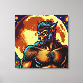 Comic Book Style Werewolf vor Vollmond Leinwanddruck (Vorderseite)