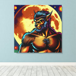 Comic Book Style Werewolf vor Vollmond Leinwanddruck
