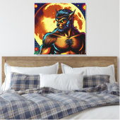Comic Book Style Werewolf vor Vollmond Leinwanddruck (Insitu (Schlafzimmer))