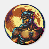 Comic Book Style Werewolf vor Vollmond Magnet (Vorne)